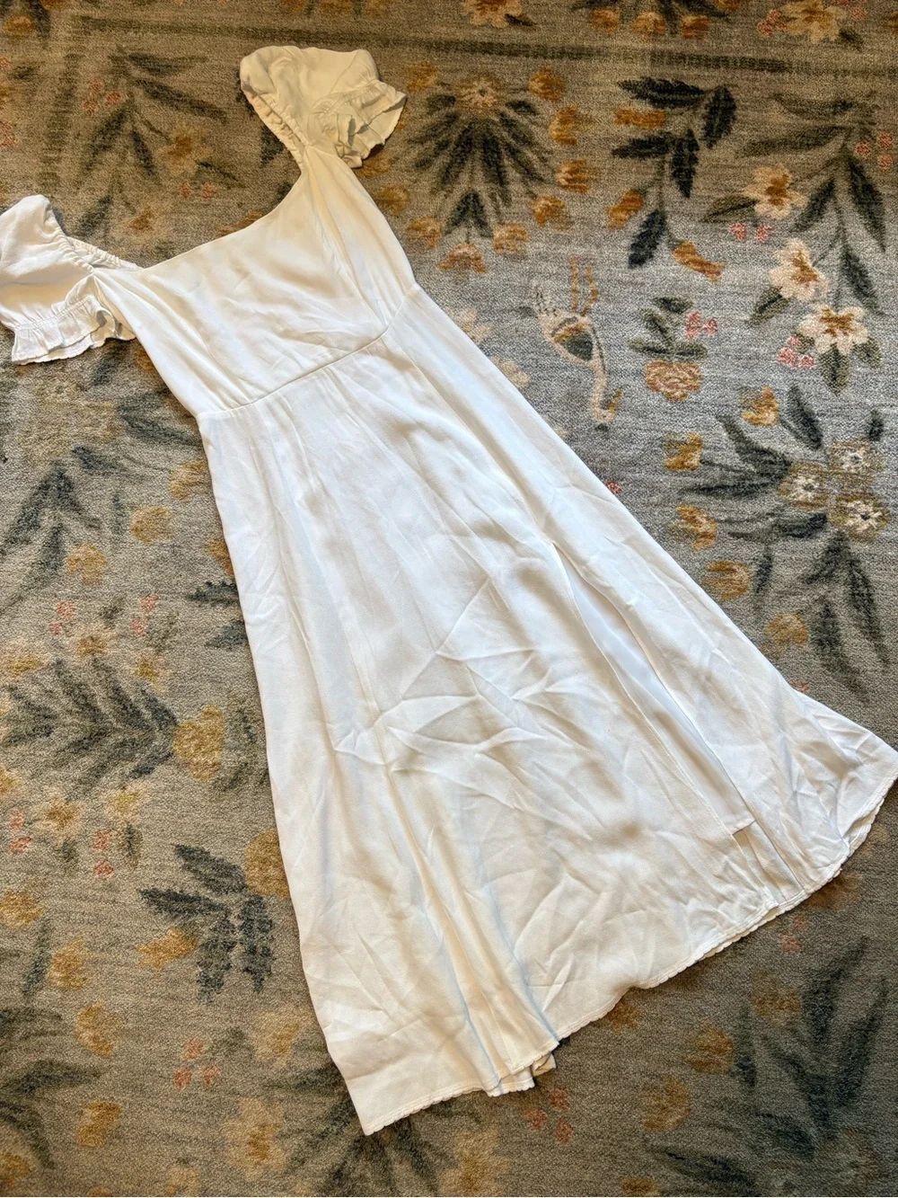 Wilfred Fannie Midi Dress Square Neck SLit Mocked Back White Size 2